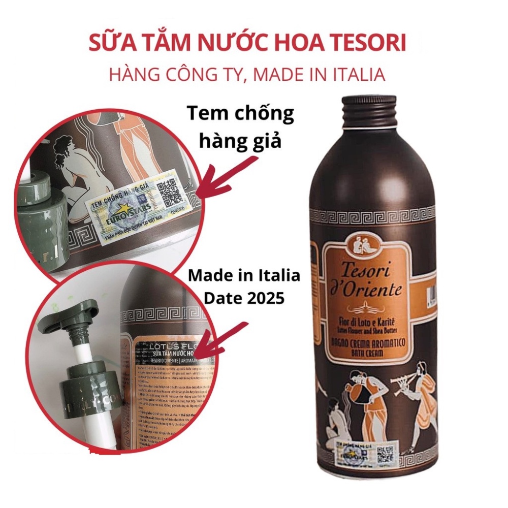 Sữa Tắm Hương Nước Hoa Tesori D’Oriente, Dưỡng Ẩm, Dưỡng Trắng Cao Cấp Italia Đủ Mùi - 500ml/300ml/250ml [ Auth ] | BigBuy360 - bigbuy360.vn