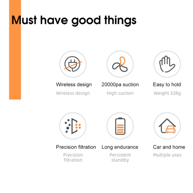 Máy Hút Bụi Ô Tô Di Động Xiaomi Máy Hút Bụi Cầm Tay Ô Tô Gia Đình Máy Hút Bụi Không Dây Kép 20000PA Hút Lốc Xoáy KINOSTAR .