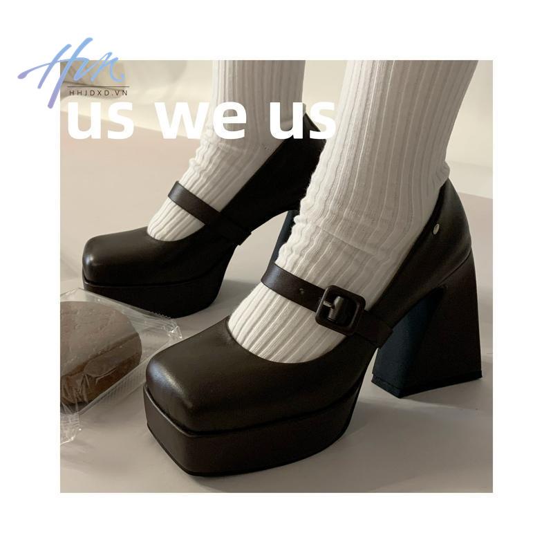 Giày Cao Gót Da Mũi Vuông Đế Dày Thời Trang Mùa Hè 2022 Cho Nữ