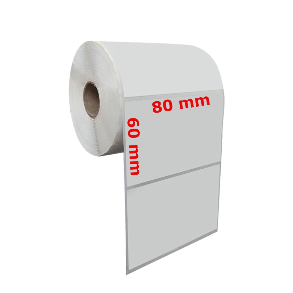 Giấy In Tem 80x60 mm - 8x6 cm (Cuộn 30 Mét)