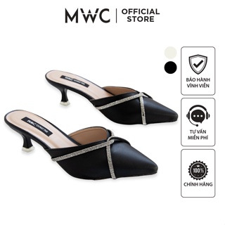 Giày MWC 4119 - Giày Cao Gót Thời Trang Đế Nhọn 3cm Bít Mũi Phối Nơ Đính Hạt Sang Trọng Siêu Xinh Siêu Hot