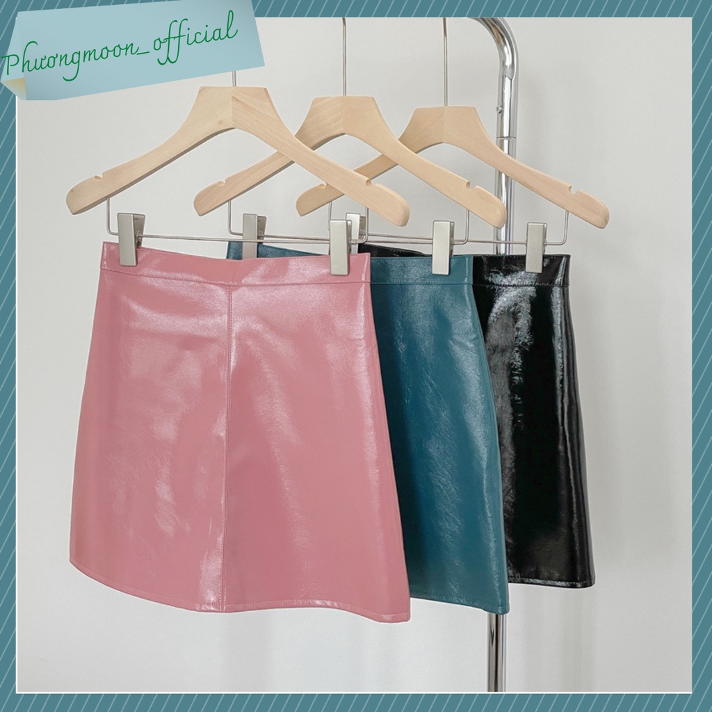 Chân váy da bóng QCCC, chân váy cạp cao, kiểu dáng sexy hiện đại