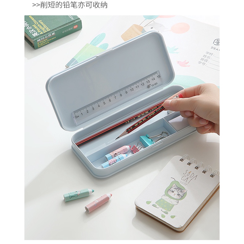 Hộp Đựng Bút Nhựa Cute Nhiều Ngăn Màu Pastel Xinh Xắn-Giao Màu Ngẫu Nhiên