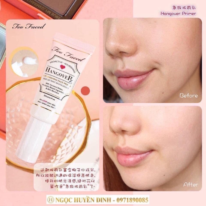 [HSD 05/25] (𝗚𝗼̂́𝗰 𝟵𝟬𝟬𝗸) Kem lót chiết xuất lợi khuẩn kiềm dầu & giữ độ ẩm Too Faced Hangover Face Primer
