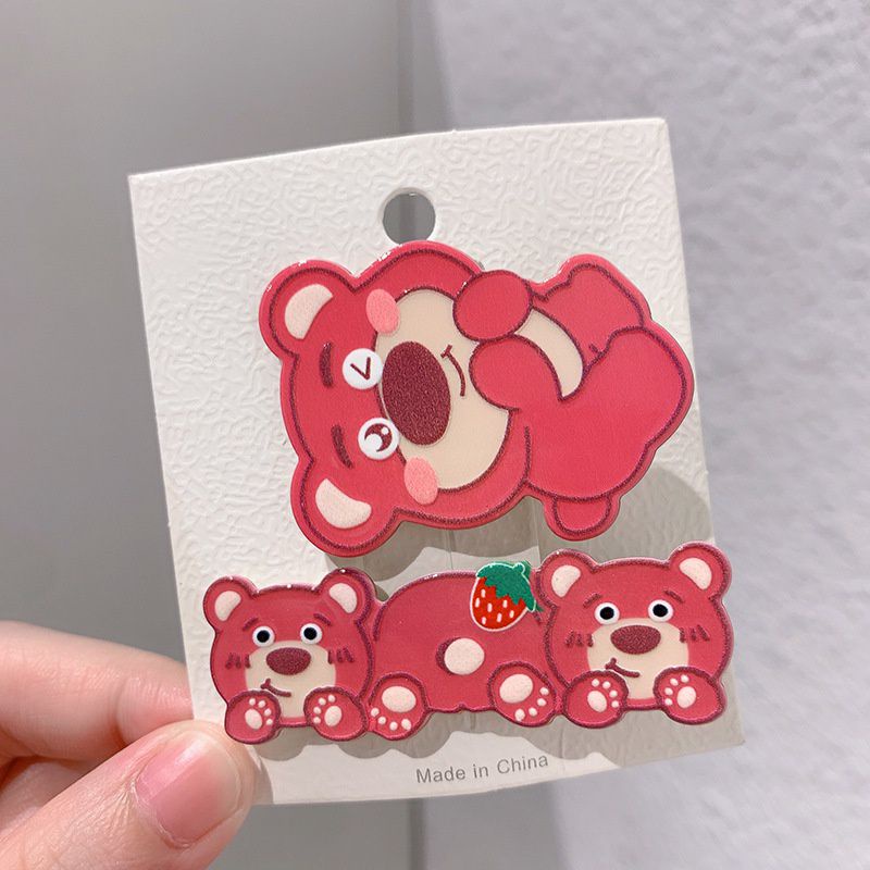 Bộ 2 kẹp tóc mái thiết kế hình Gấu dâu dễ thương