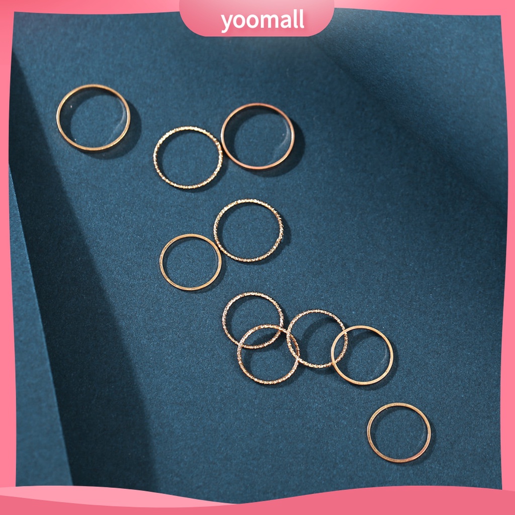 (Yoomall) Set 10 Nhẫn Xỏ Ngón Màu Sắc Tinh Khiết Nhẹ Nhàng Dễ Phối Đồ Cho Nam Và Nữ