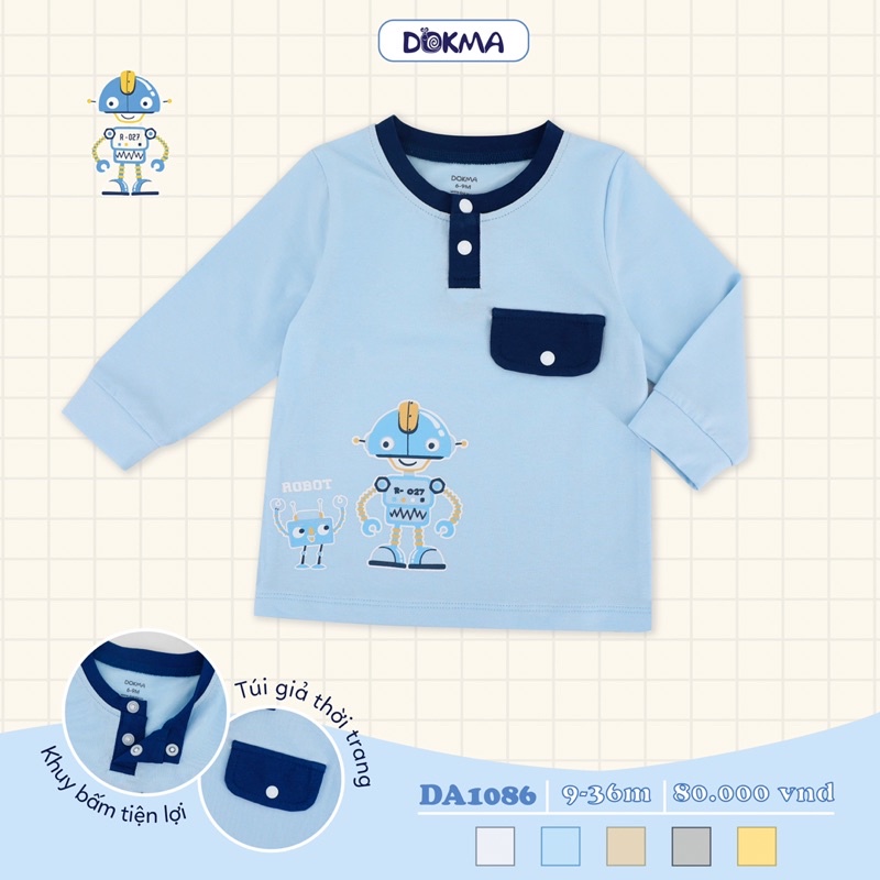 Áo dài tay thu đông cotton siêu mềm mịn hãng Dokma