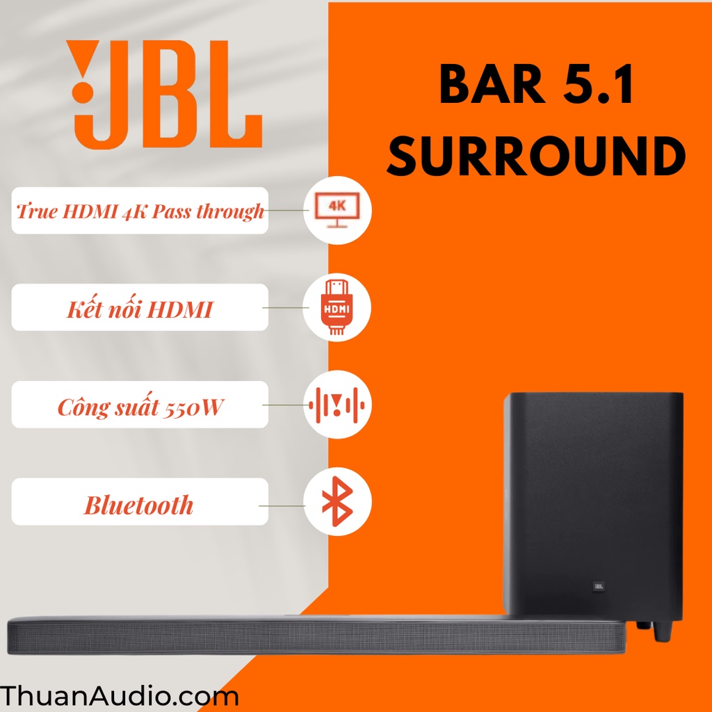 Loa Soundbar JBL BAR 5.1 SURROUND : Bộ loa của những ước mơ