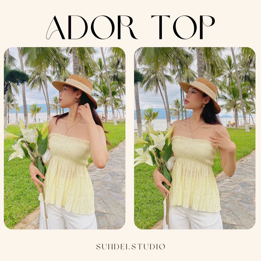 SUNDEI Áo ống xoè vàng bơ Ador Tube