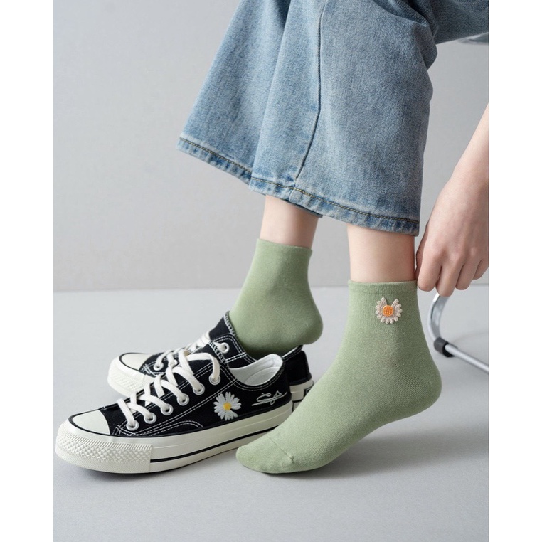 Set 10 đôi tất nữ hoa cúc cổ ngắn phong cách Hàn Quốc