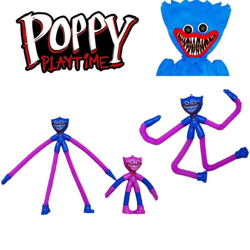 Đồ chơi Huggy Wuggi ống lò xo kéo giãn tay chân có đèn phát sáng cho bé