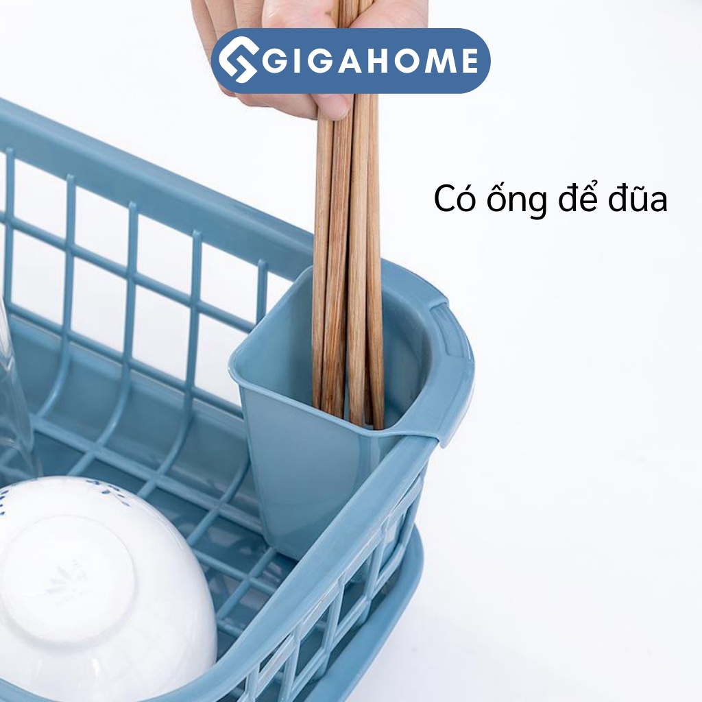 Khay Kệ Úp Chén Bát, Dĩa, Đũa Muỗng GIGAHOME Có Khay Hứng Nước Tiện Lợi 8397