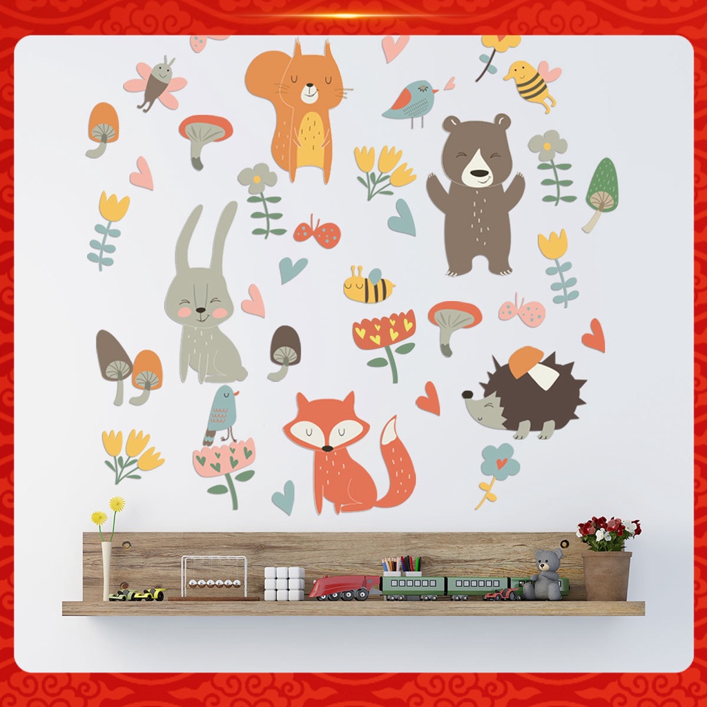 Miếng Dán Tường Bằng PVC Chống Rách Họa Tiết Động Vật Độc Đáo