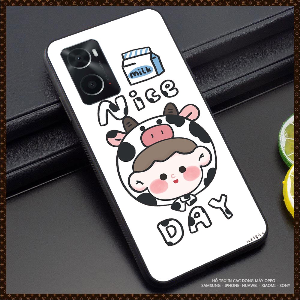 ốp lưng Bò sữa Oppo A36/A76 mặt kính cường lực