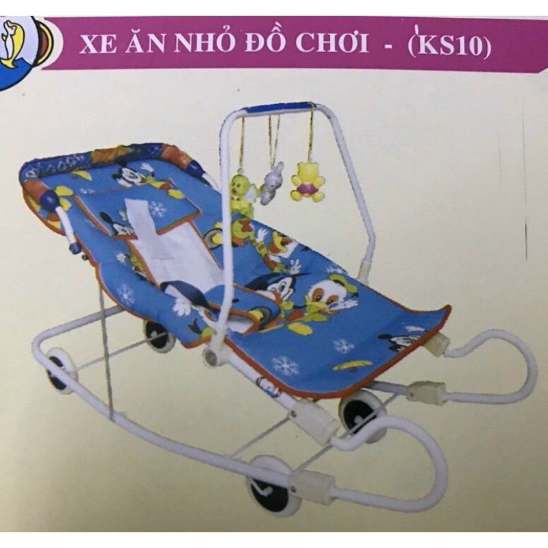 (Có đồ chơi) Xe nằm đẩy nhún ăn bột Hoàng Thành KS10