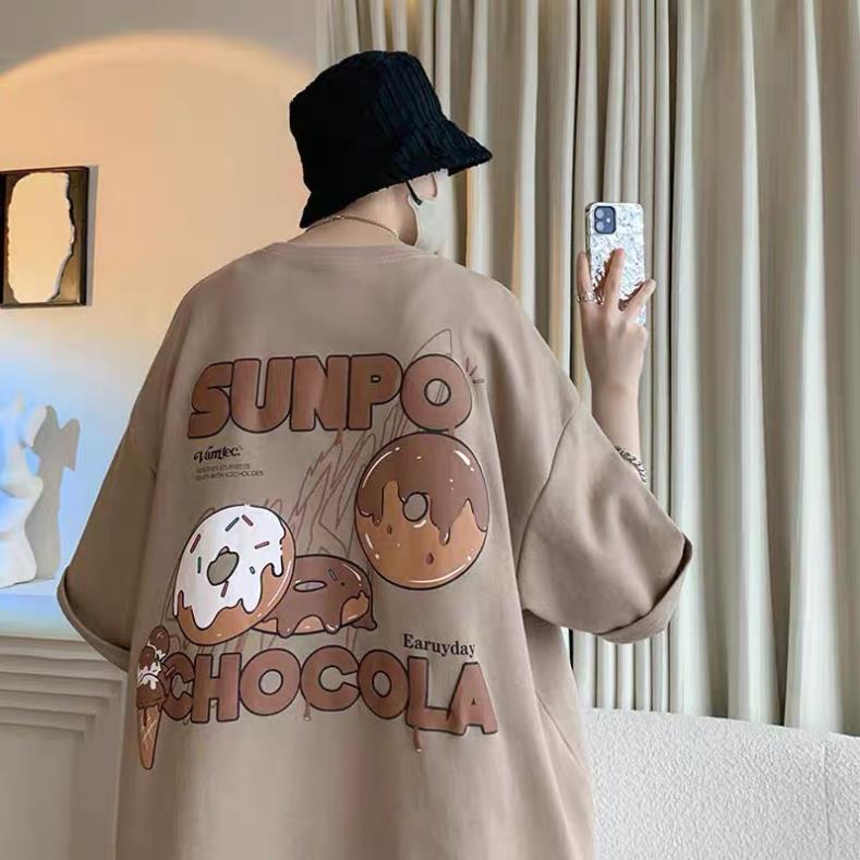 KHẦU TRANG VẢI POLI DÙNG CHO Áo thun tay lỡ Unisex SUNPO nam nữ - Phông Oversize form rộng màu BE - T shirt Basi