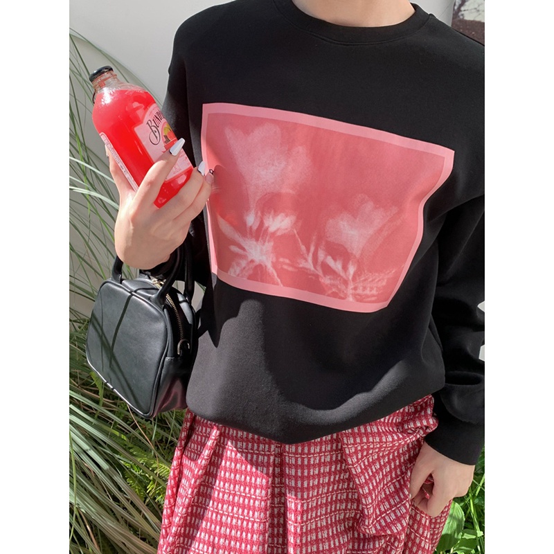 NRVP Áo Thun Nữ Dài Tay Dáng Rộng In Hình Phong Cách Hàn Quốc Mới