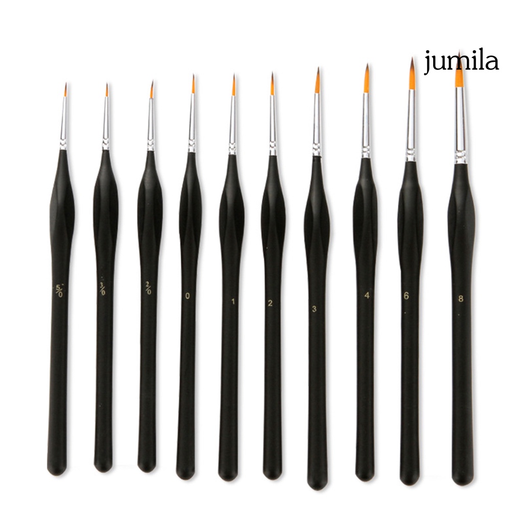 Set 10 Cọ Vẽ Màu Nước Đầu Nhọn Bằng Len Nylon Siêu Mịn Hình Tam Giác Tiện Dụng