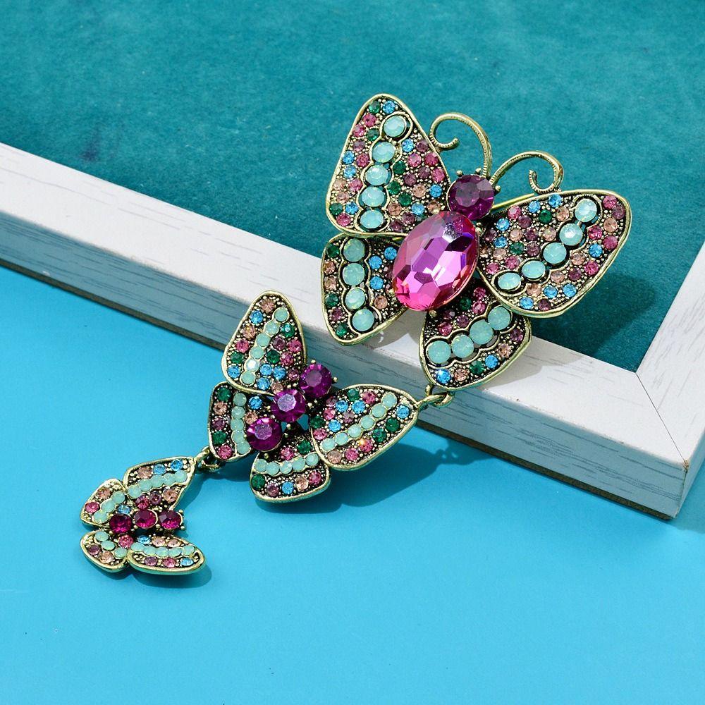 Trâm Cài Áo Hình Bướm Đính Đá Thời Trang Cho Nữ|Bộ Đồ Vest Dáng Dài Thời Trang Thanh Lịch Cho Nữ