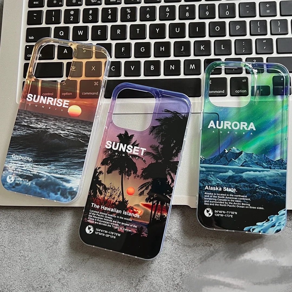 Ốp Điện Thoại In Hình Cây Dừa Hoàng Hôn Cho Apple 14 IP11 / 12pro / 13 TikTok 14plus