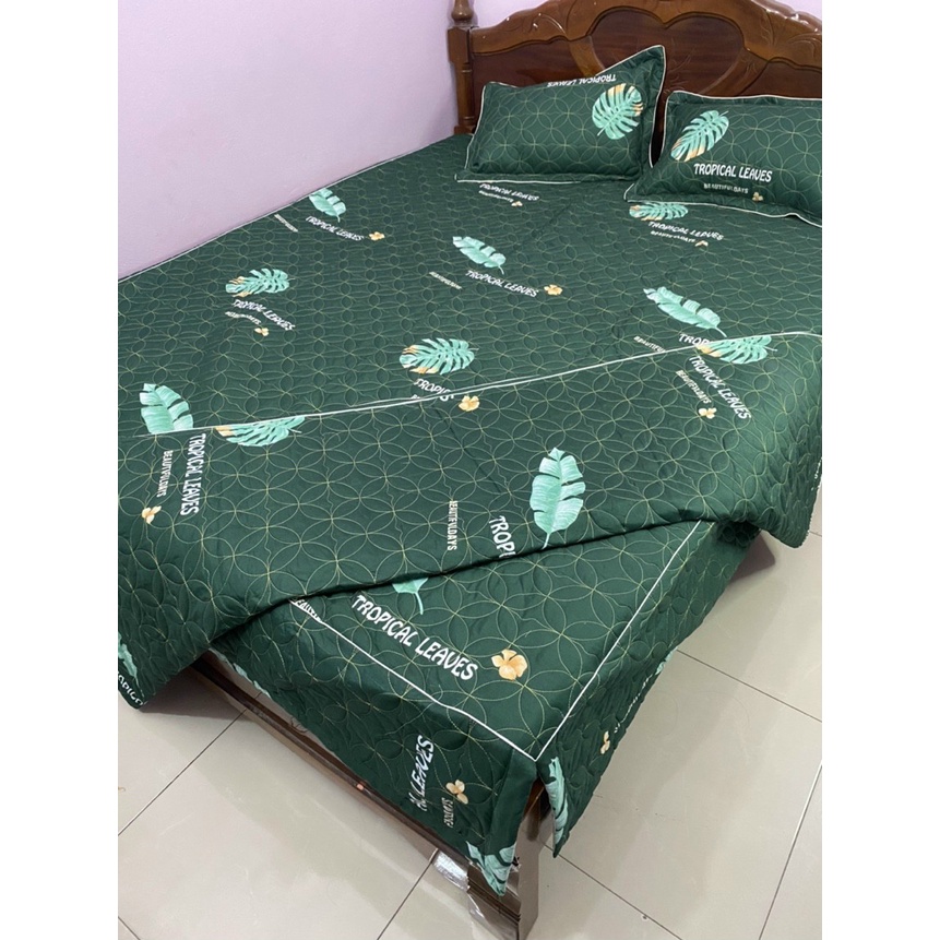 (Rẻ vô đối) ☘ Vỏ chăn trần bông cotton poly mẫu Lá chuối tropical có khóa lồng được ruột kích thước 1m8x2m được chọn mẫu