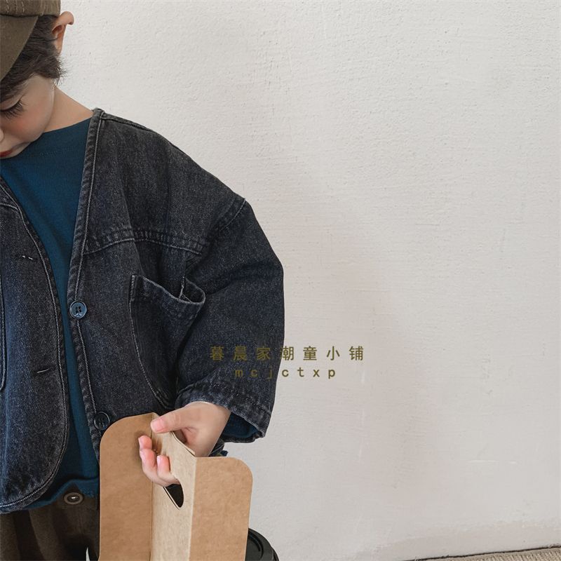 Áo Khoác Denim Phong Cách Retro Mùa Xuân Thu Mới Cho Bé Trai Và Bé Gái Dễ Phối Đồ