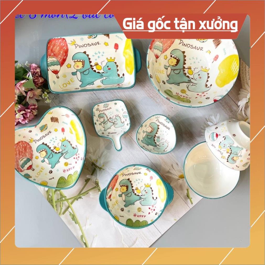 Giá Siêu Rẻ  Bát đĩa gốm sứ decor trang trí đồ ăn cho bé siêu đẹp Tổng hợp sét bát đĩa khủng long
