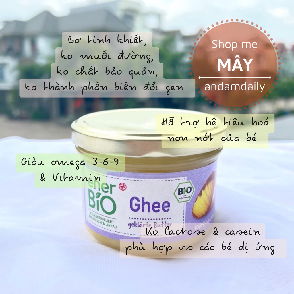 Bơ Ghee hữu cơ cho bé ăn dặm Đức 180g - Mẹ Mây - Ăn dặm Daily