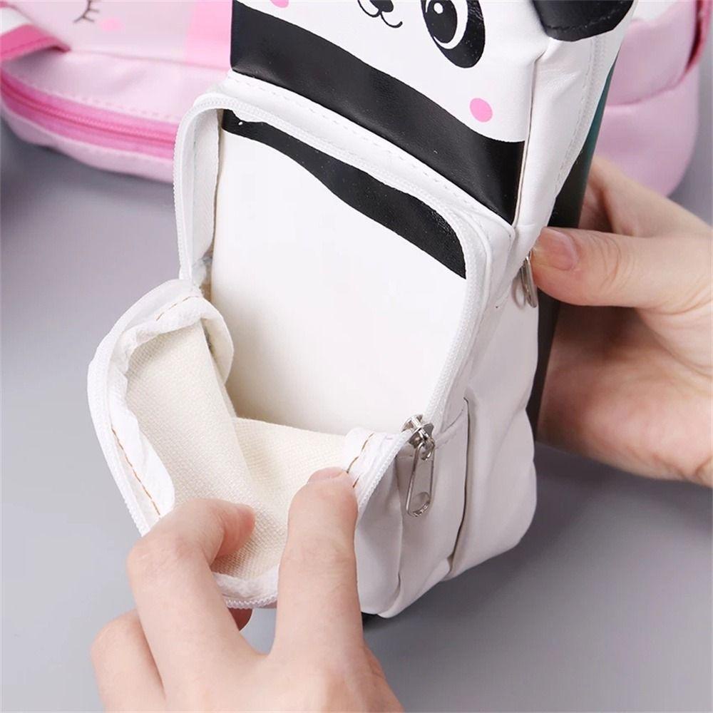 JARRED Túi Đựng Bút Bằng Da PU Có Khóa Kéo Dễ Thương