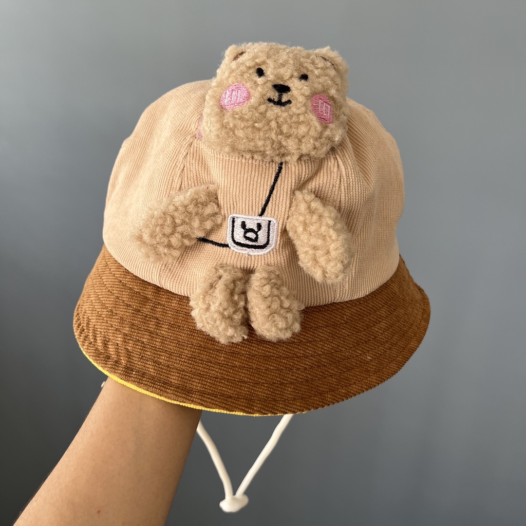 Mũ tai bèo họa tiết Gấu Xù phong cách Hàn Quốc thời trang dễ thương cho bé