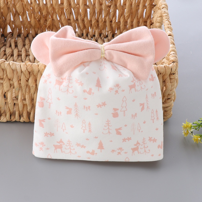 Mũ Cotton Mềm Mại Bảo Vệ Tai Dễ Thương Cho Bé 0-3 Tháng Tuổi