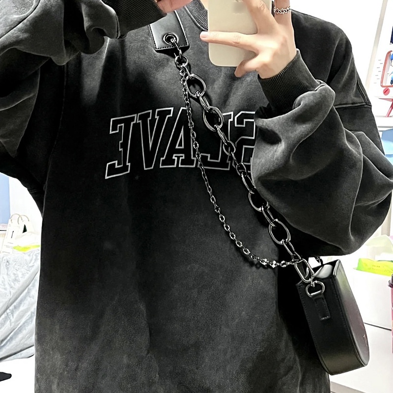 Ielgy Túi Xách Đeo Chéo Hình Bán Nguyệt Màu Đen Phối Dây Xích Thời Trang Cho Nữ