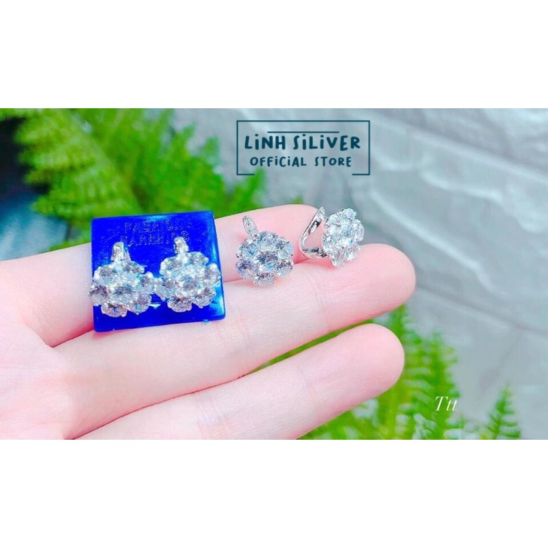 Bông tai hoa bập cực xinh bạc ta