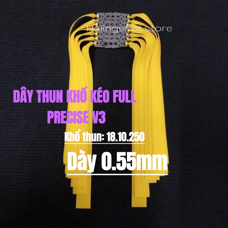 Dây thun ná cao su PRECISE V3 buộc sẵn da 3 lỗ khổ thun 18 11 250