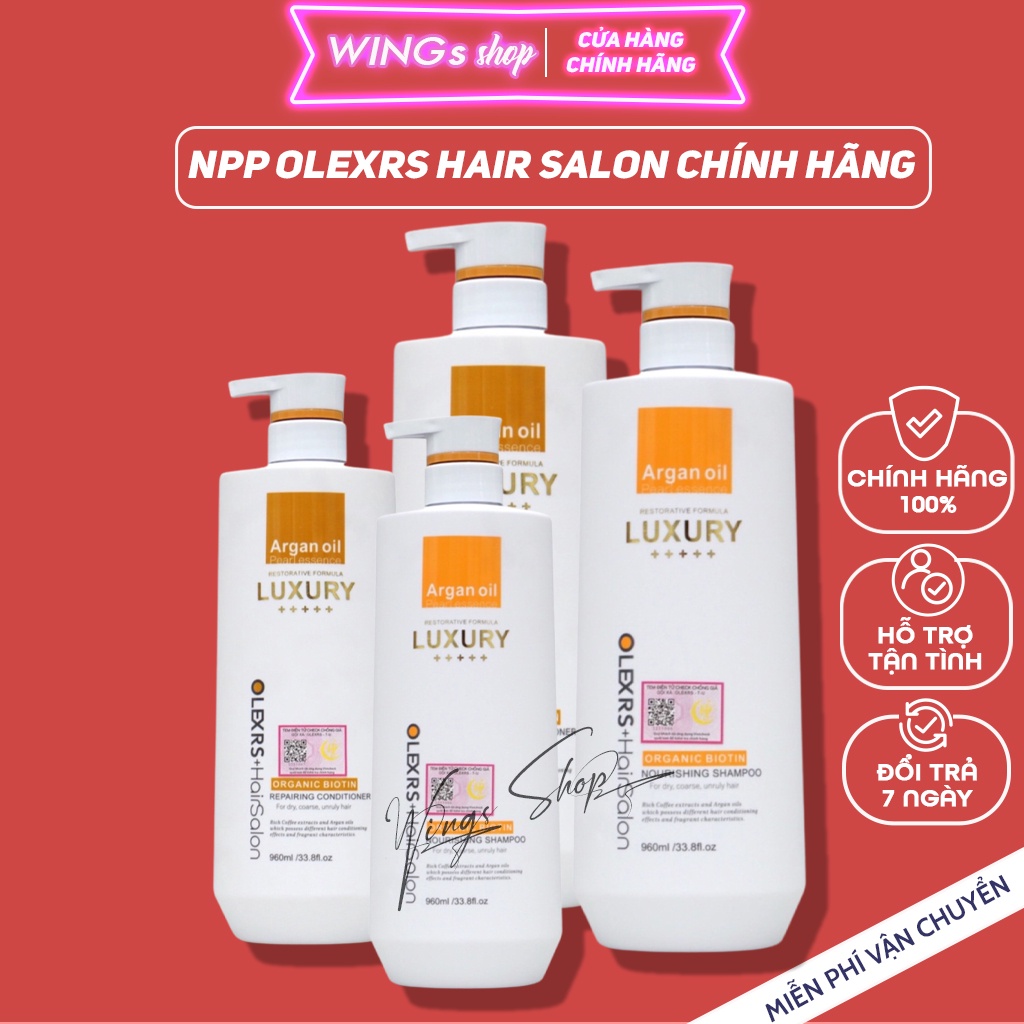 Combo Dầu gội xả phục hồi, chống rụng tóc Olexrs Hair Salon Luxury 500ml - 960ml , Wings Shop