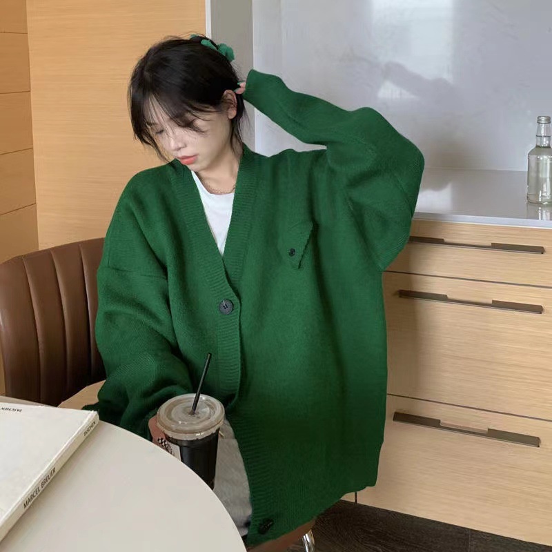 Áo khoác len cardigan len nữ dệt kim cadigan bigsize form dài rộng 2 màu basic phong cách Hàn Quốc K-14