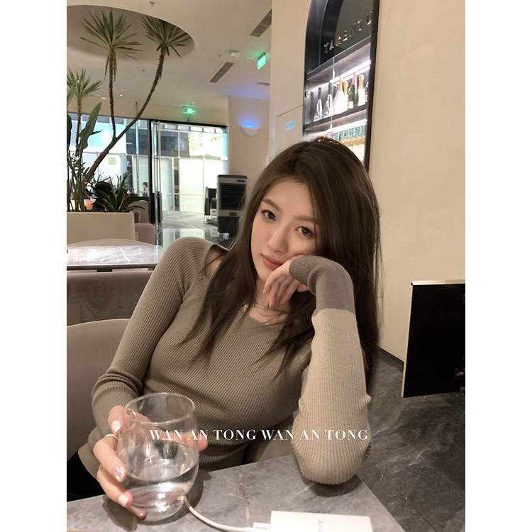 Áo Dệt Kim Tay Dài Cổ Tròn Dáng Ngắn Thời Trang Thu Đông Hàn Quốc