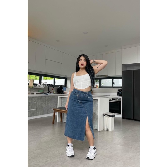 VÁY JEANS DÀI XẺ BIGSIZE