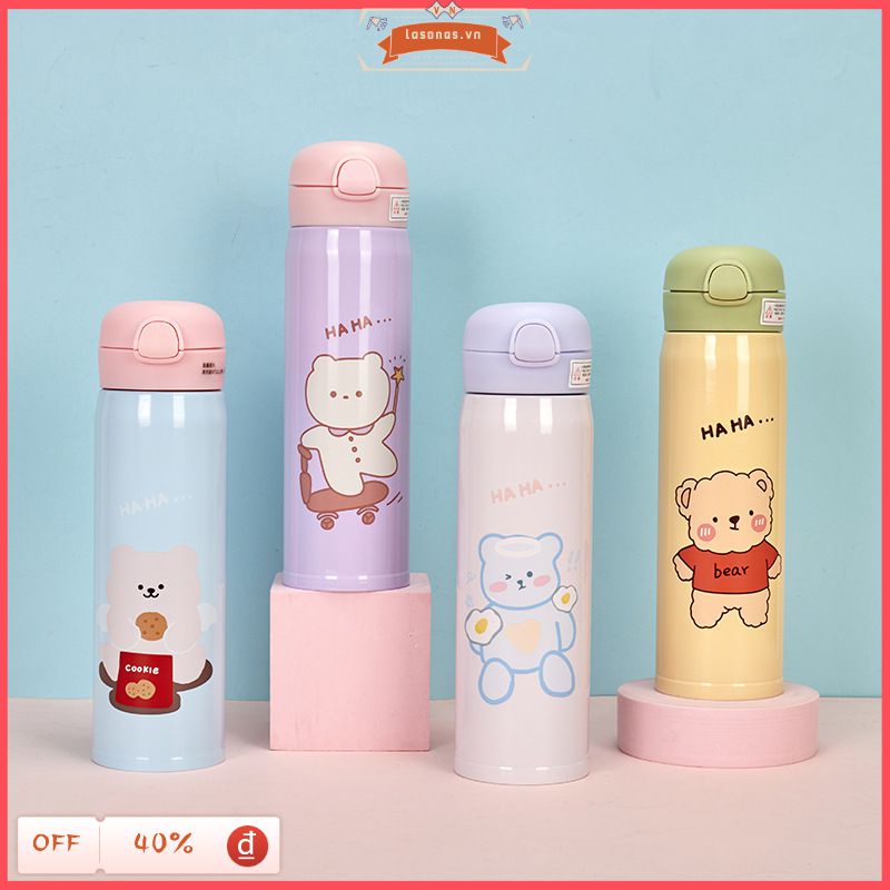 Cá Tuyết 350Ml 480Ml Hoạt Hình Bình Giữ Nhiệt Có Nước Nóng Hoạt Hình Trẻ Em Nước Cup 304 Thép Không Gỉ Cách Nhiệt Cup di Động Ống Hút Uống
