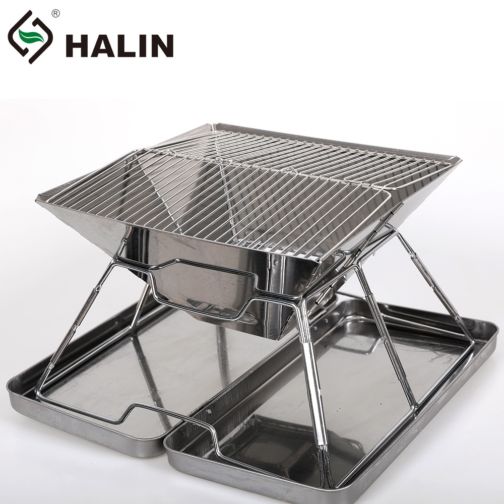 Bếp nướng than hoa ngoài trời cao - Bếp Nướng BBQ Không Khói Inox 304 - Cỡ vừa cho 4 đến 6 người 31x31cm