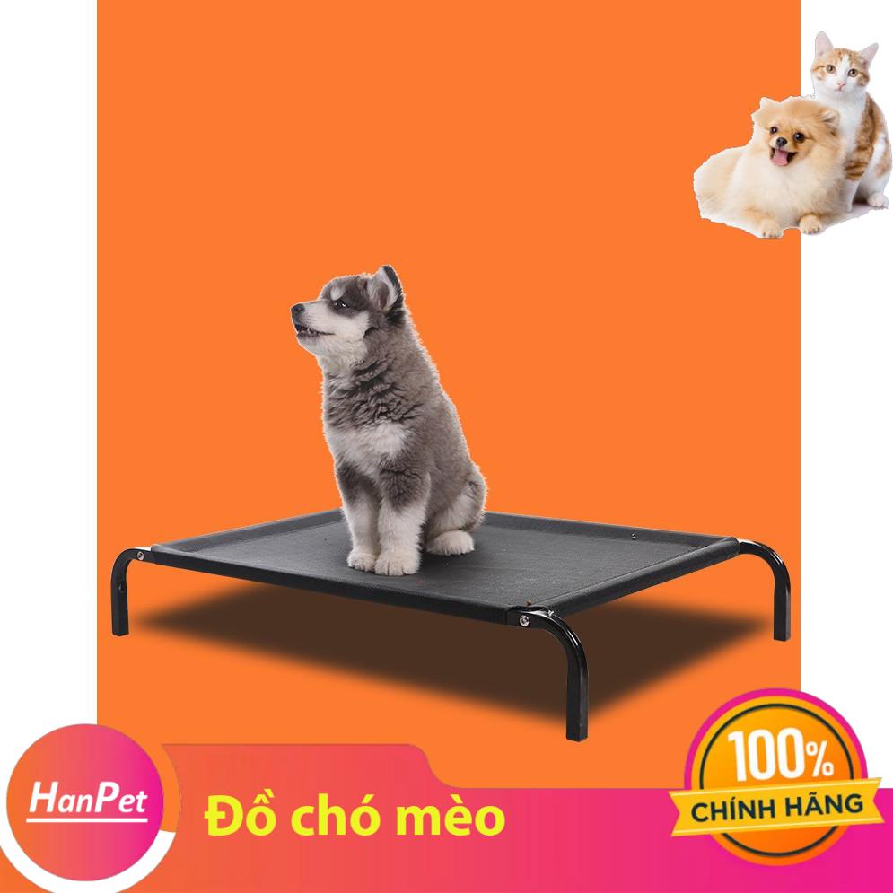 HN - Giường chó mèo khung sắt chịu lực có thể gấp gọn loại có lưới thông thoáng cho chó mèo và các loại thú cưng