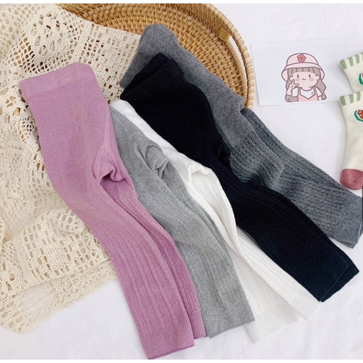 Quần tất len KHÔNG BÀN cho bé, quần legging len gân không bàn cực xinh dáng ôm gọn cho bé