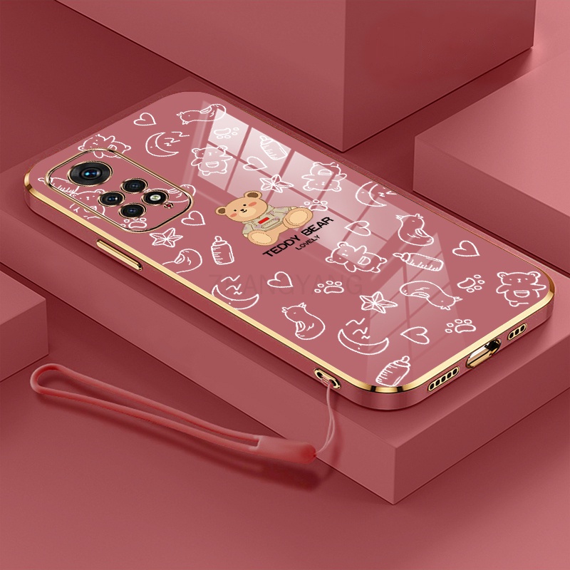 ốp lưng Redmi note 11 Redmi note 11s Redmi note 11 pro Ốp Điện Thoại TPU Dẻo Mạ Màu Họa Tiết Chú Gấu Dễ Thương Kèm Dây Đeo Cho Redmi note 11 Redmi note 11s Redmi note 11 pro