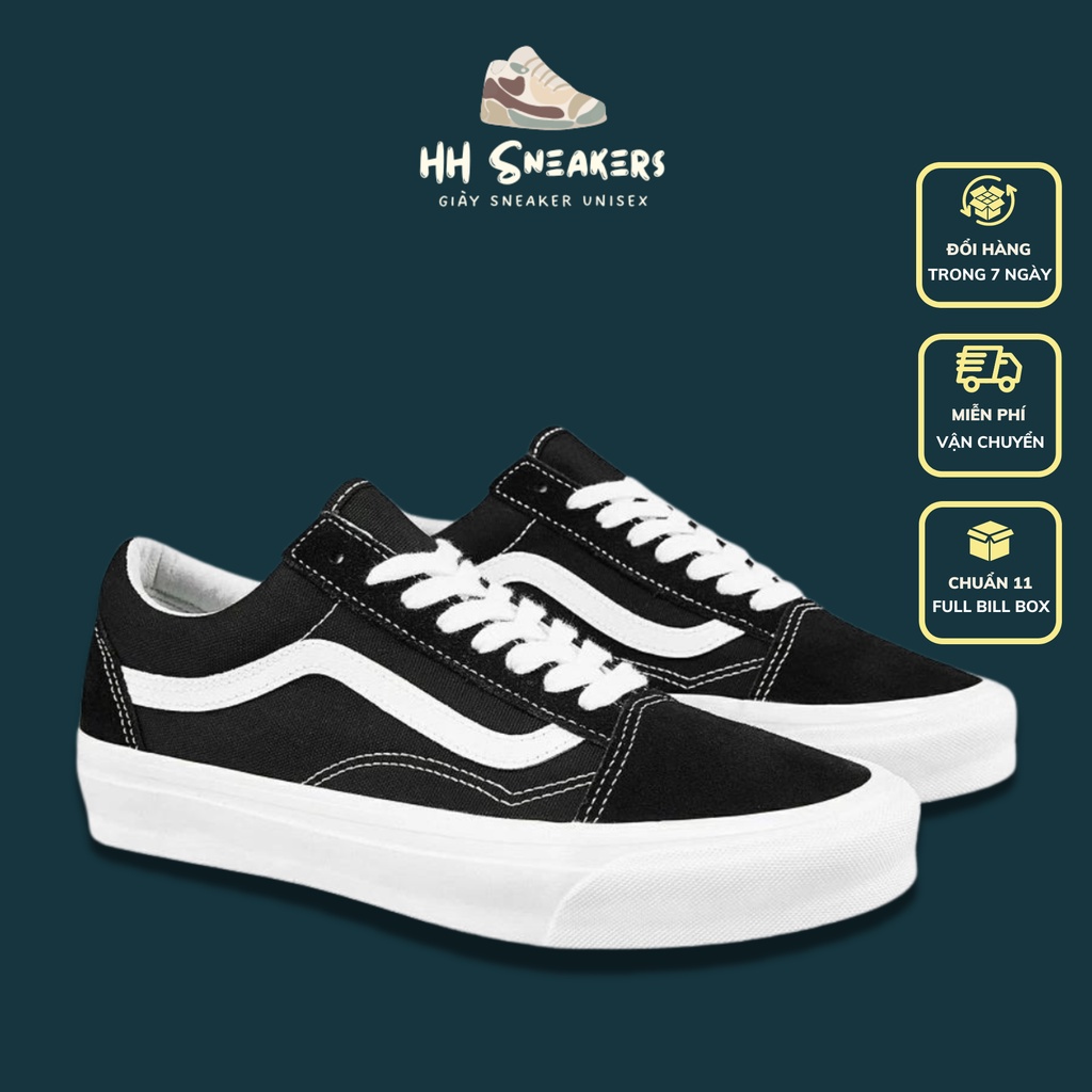 Giày thể thao sneaker nam nữ Vans vault old skool vải canvas đủ màu đen, trắng Full Box