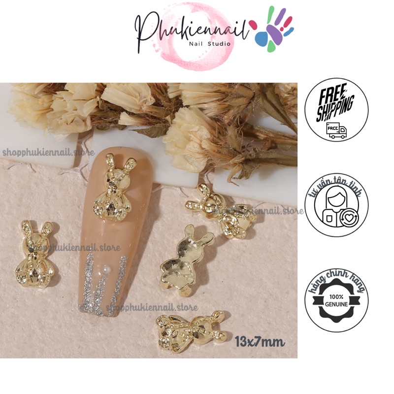 Charm nail thỏ tai dài chữ và gấu hot