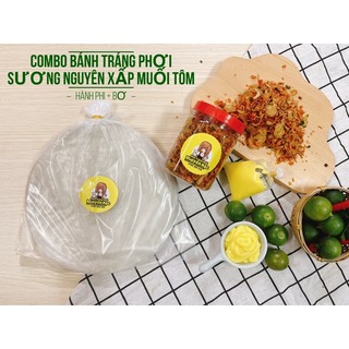 Combo bánh tráng phơi sương nguyên xấp muối tôm hành phi + bơ