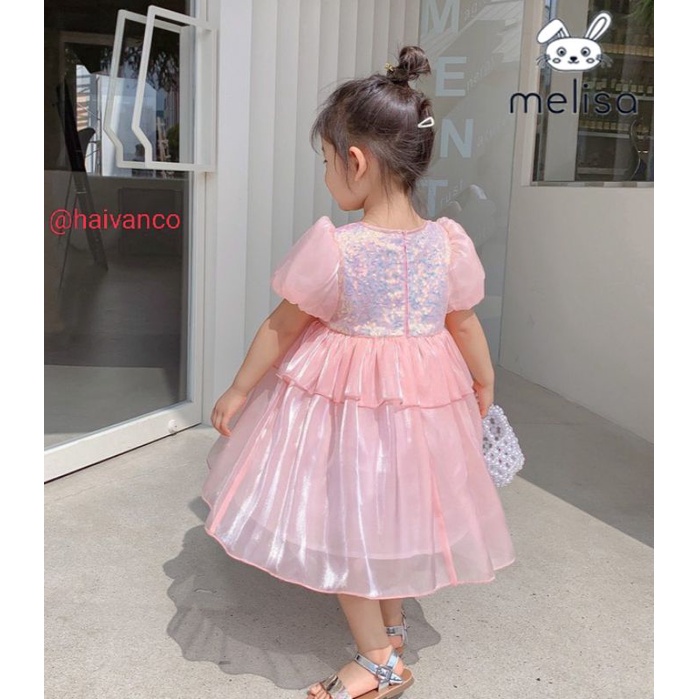 Đầm váy xòe công chúa cao cấp voan tơ mềm mại và thoáng mát haivanco cho bé gái 10 đến 40 kg đi học đi chơi đều đẹp