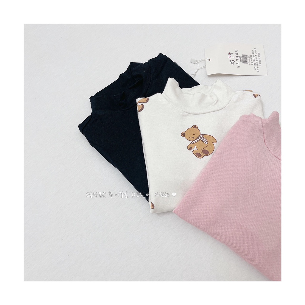 Set 3 áo cổ cao 3p cho bé trai bé gái, áo cotton zip dài tay thu đông màu đẹp dễ phối đồ co giãn thoải mái