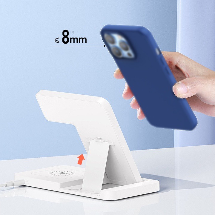 Đế sạc không dây 3 in 1 Remax RP-W53 sạc nhanh max 15W, RP-W60 tích hợp đèn LED cho Điện thoại, Airpods, Apple Watch