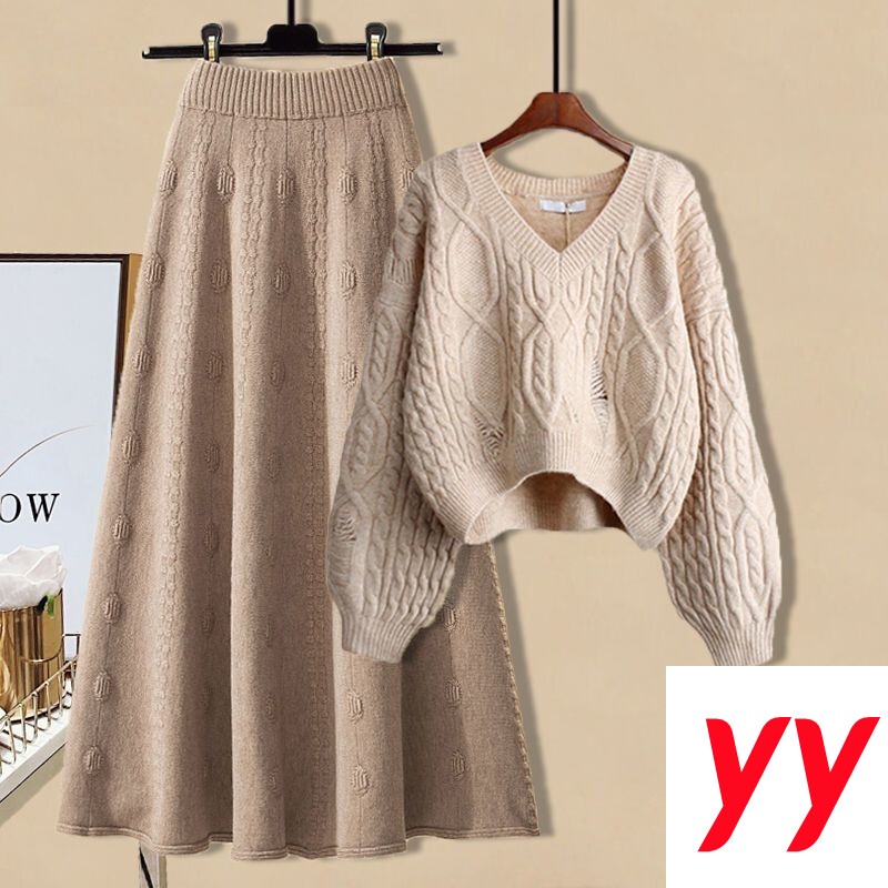 Bộ Áo Sweater Dệt Kim Dáng Ôm Phối Chân Váy Ôm Kiểu Hàn Quốc Thời Trang Thu Đông 2022 Cho Bạn Gái